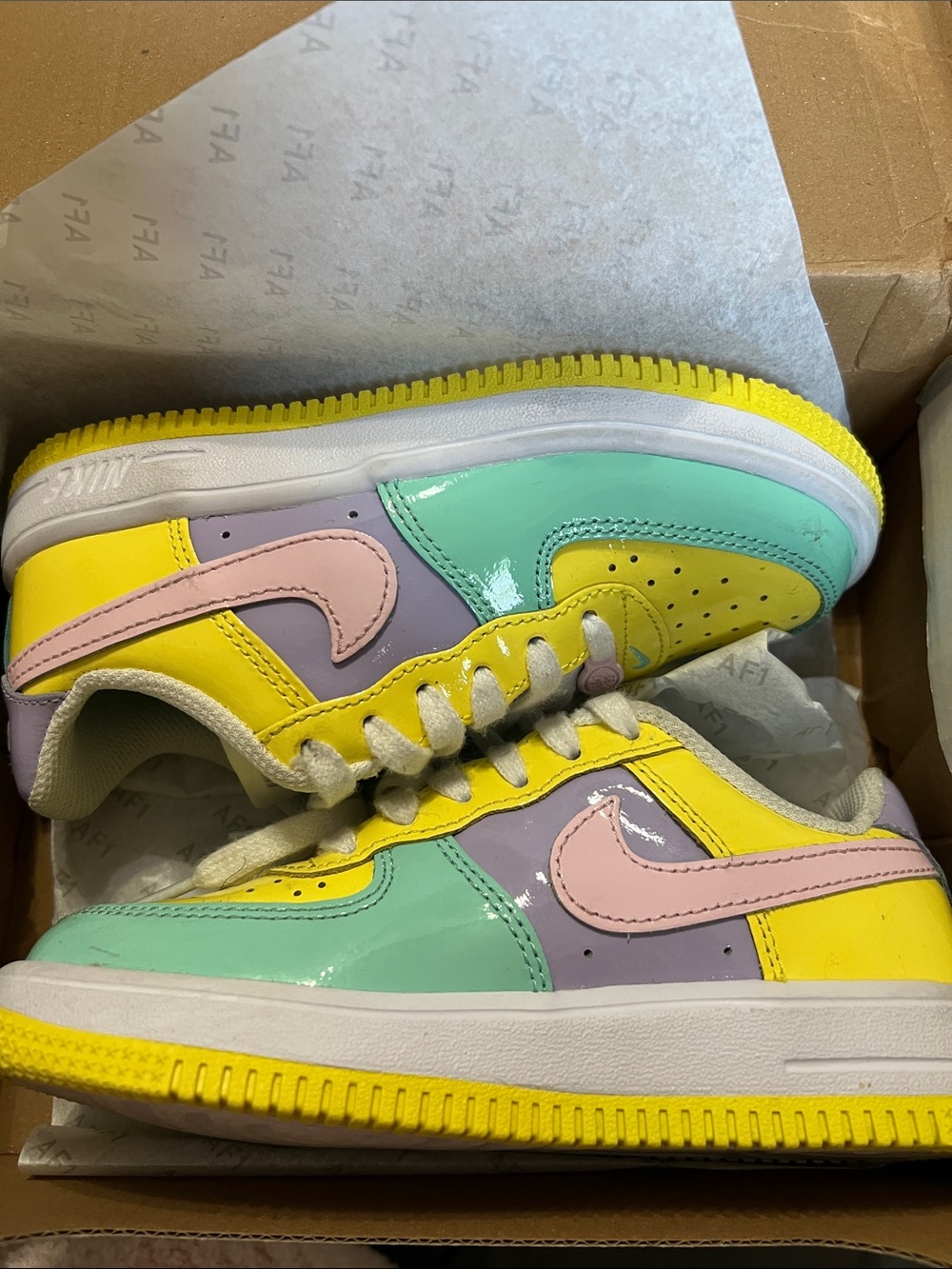 Nike Kids Pastel Multi-Color Low-Top Sneakers - Yellow, Mint, Lavender & Pink